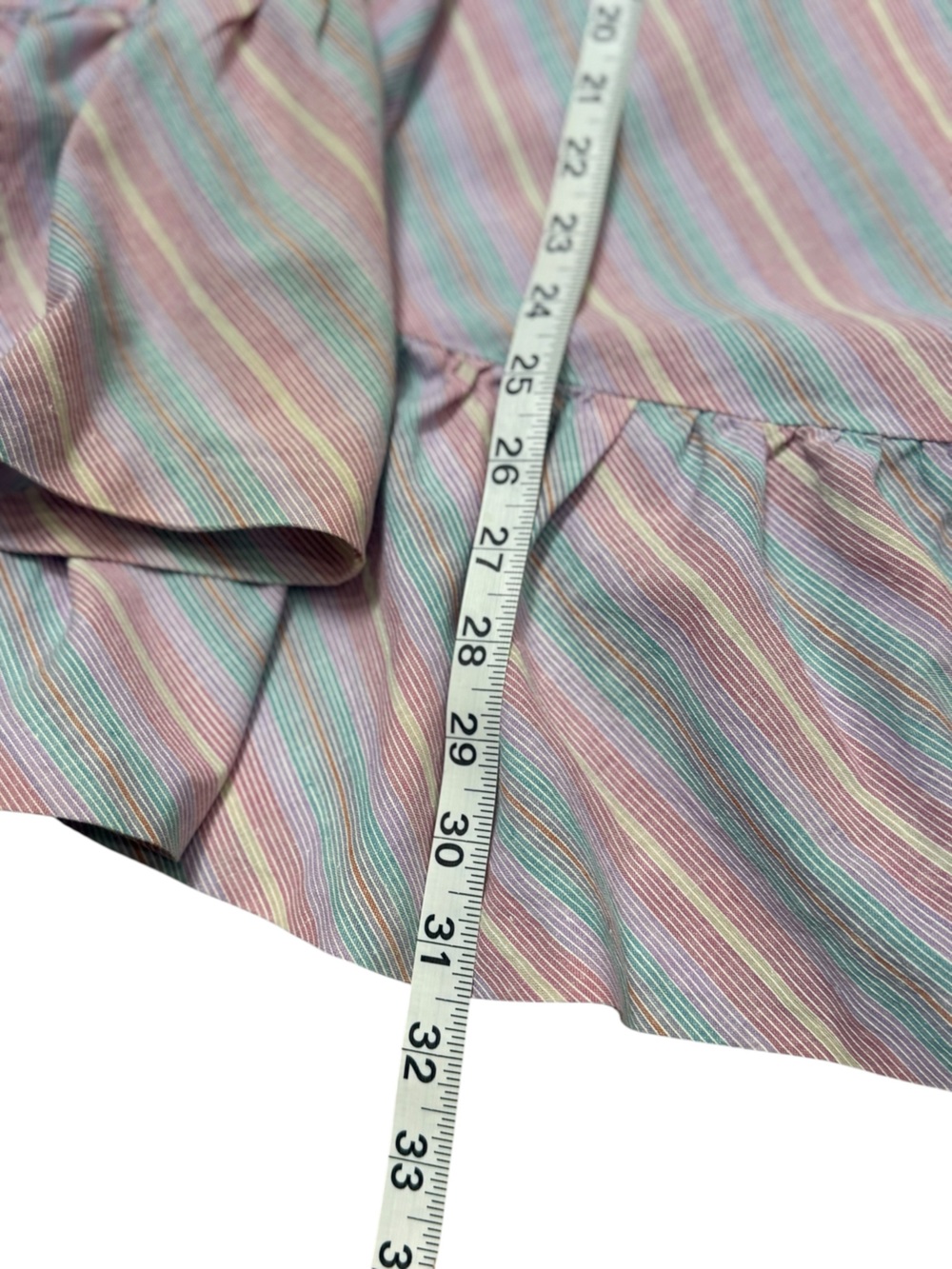 Vintage Cottagecore 100% Cotton Striped Midi Skirt with Ruffle Hem - Picture 7 of 10